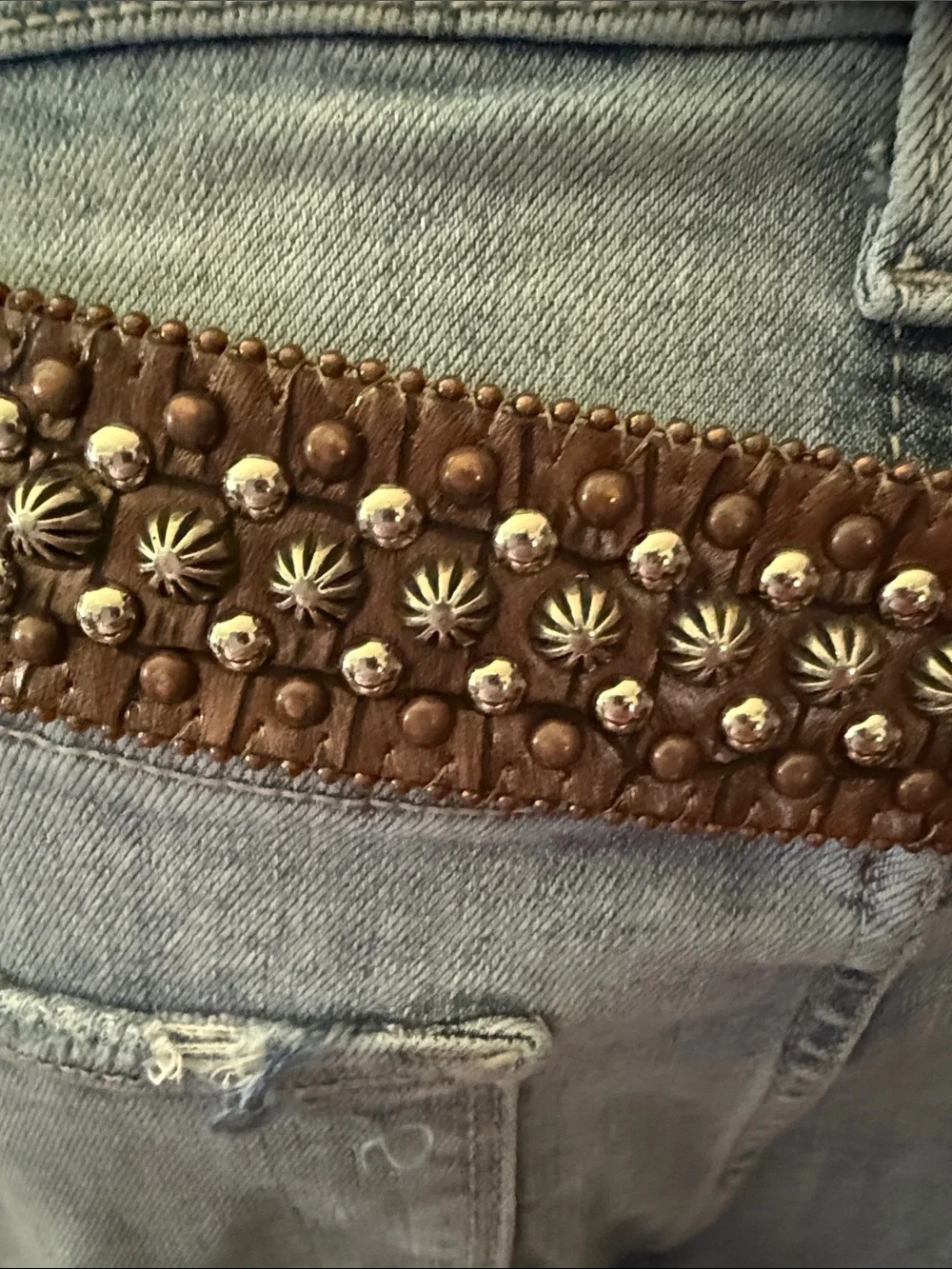 Vintage Rod's Western Palace Studded Rhinestone Leather Belt M Pristine